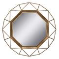 Stonebriar Decorative 28" Geometric Metal Frame Hanging Wall Mirror with Mounting Brackets, Antique Gold