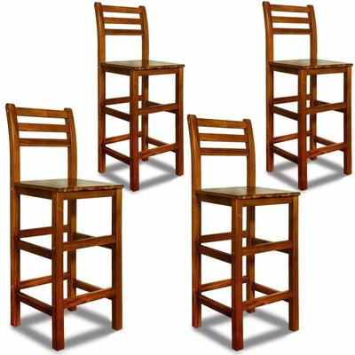 Casaria - asaria® Barhocker 4er Set Holz mit Lehne Outdoor 75cm Sitzhöhe Akazie 150kg Belastbarkeit Image