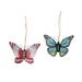 The Holiday Aisle® 2 Piece Butterfly Handmade Hanging Figurine Ornament Set Wood in Black/Blue/Brown | 2.9 H x 3.8 W x 0.4 D in | Wayfair