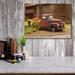 Gracie Oaks Fall Pumpkin Truck - Unframed Graphic Art Print on Wood in Brown/Green/Red | 16 H x 20 W x 0.75 D in | Wayfair