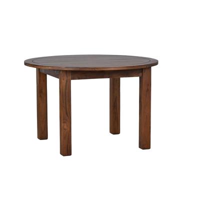 MiaMöbel Esstisch Colombo natur 120cm rund - ausziehbar Massivholz Teak Modern Indien Indisch