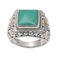 Kuta Blue,'Men's Sterling Silver and Gold Accent Ring'