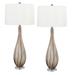 Medallion Lighting Otranto 35" Earthtone Stripes Table Lamp Glass/Fabric in Brown/White | 35 H x 16 W x 16 D in | Wayfair C924DWRE-STP