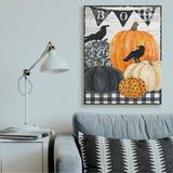 Stupell Industries Whimsical Halloween Scene Farm Table Pumpkin Crows by Andrea Tachiera - Graphic Art Print Canvas in White | Wayfair