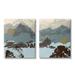 Loon Peak® Mountain Range by Jacob Green - 2 Piece Painting Print Set Canvas in Blue/Brown/Gray | 20 H x 16 W x 1.5 D in | Wayfair