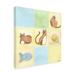 Harriet Bee Tic tac Cats in Blue by June Erica Vess - Wrapped Canvas Painting Print Canvas in Blue/Brown/Green | 14 H x 14 W x 2 D in | Wayfair