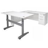 Pneumatic Lift Height Adjustable Managers U-Desk in White