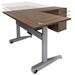 Pneumatic Lift Height Adjustable Managers L-Desk in Modern Walnut