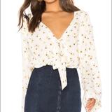 Free People Tops | Free People Forties Feels Bodysuit | Color: White/Yellow | Size: Xs