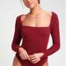 Free People Tops | *Nwt* Free People Beside Me Long Sleeve Bodysuit | Color: Red | Size: L