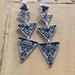 Urban Outfitters Jewelry | Boho Statement Earrings Silver Black Statement Triangle Drop Earrings | Color: Black/Silver | Size: Os