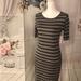 Lularoe Dresses | M Lularoe Julia Dress Nwt Black Grey White Stripe | Color: Black/Gray | Size: M