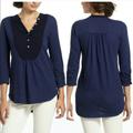 Anthropologie Tops | Anthropologie Meadow Rue Henley Tunic Blue Cotton | Color: Blue | Size: S