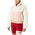 Fila Womens Yauvani Lightweight Two-Tone Fleece Crop Funnel Neck Puffer Jacket (Turtle Dove/Misty Rose/Iridescent, M)