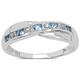 The Diamond Ring Collection: 9ct White Gold 0.25ct Blue Topaz & Diamond Channel Set Crossover Eternity Ring (Size X)