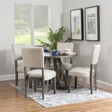 Gracie Oaks Gambell 5 Piece 44" Round Pedestal Dining Set Wood/Upholstered in Black/Brown/Gray | 30 H in | Wayfair C0F39A90E5794F96A6A9D1374247425D