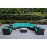 Latitude Run® Billyjo Wicker 7 - Person Curved Seating Group w/ Cushions - No Assembly Synthetic Wicker/All - Weather Wicker/Wicker/Rattan | Outdoor Furniture | Wayfair