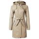 CURT SHARIAH Women's Fleece Lined PU Leather Jacket Hooded Parka Jacket Long Leather Coat Casual Trench Coat Beige