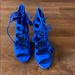 Nine West Shoes | Blue Lace Up Heels. | Color: Blue | Size: 6.5