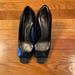 Nine West Shoes | Nine West Square Peep Toe Black Leather Pump Heels | Color: Black | Size: 8