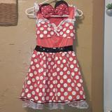 Disney Costumes | Disney Minnie Mouse Costume Dress W/ Headband Ears | Color: Red/White | Size: Girls 10/12