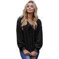 FANGJIN Loose fit Jumpers for Women Formal Oversized Comfy Crewneck Pastel Slouch Sherpa Lined Sweatshirts Sudaderas para Mujer Fall Puffy Chucky Tops Black UK Size XL