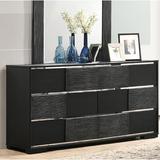 Everly Quinn Donaldson Black 6-Drawer Rectangular Dresser Wood in Black/Brown | 35.75 H x 63.25 W x 17.75 D in | Wayfair