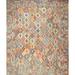 Blue/Brown 60 x 0.35 in Indoor Area Rug - Foundry Select Laduke Geometric Power Loom Area Rug in Brown/Orange/Blue Polyester/Wool | Wayfair