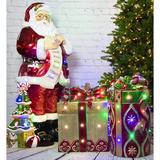 Fraser Hill Farm Indoor/Outdoor Oversized Christmas Decor w/ Long-Lasting Led Lights, 4-Ft. Santa Claus Holding Naughty & Nice Scroll | Wayfair