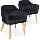 Cotecosy - Lot de 2 fauteuils scandinaves Gybson Velours Noir - Noir