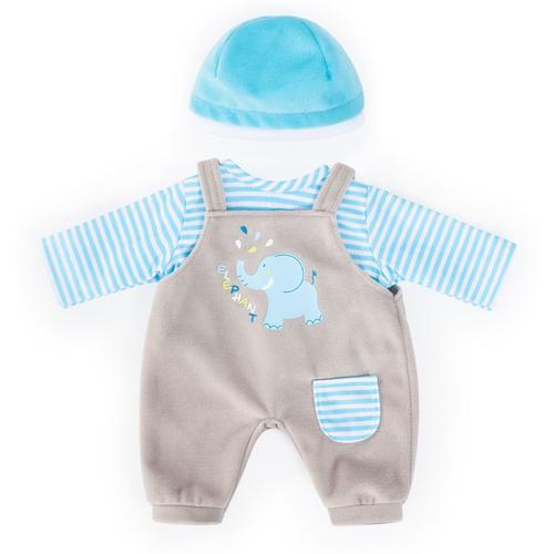 Kleider Puppen 33-38 cm: 3-tlg. Set - Hose, Oberteil, Mütze, blau/grau Kleinkinder