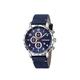 WENGER Herren Armbanduhr Attitude Chronograph Ø 44mm, Swiss Made, Analog Quarz, Wasserdicht bis 100m, Leder-Armband, Blau, 01.1543.109