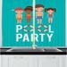 East Urban Home 2 Piece Happy Children in Swimsuits Go Swimming Having Fun Cartoon Design Kitchen Curtain Set | 39 H x 55 W x 2.5 D in | Wayfair