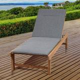 Longshore Tides Medrano Reclining Teak Chaise Lounge w/ Cushion Wood/Solid Wood in Brown/White | 13 H x 25 W x 74 D in | Outdoor Furniture | Wayfair