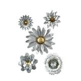 5 Piece Galvanized Metal Flower Hanging Wall Décor Set Metal in Blue/Gray/Yellow Laurel Foundry Modern Farmhouse® | 21 H x 21 W x 3.75 D in | Wayfair