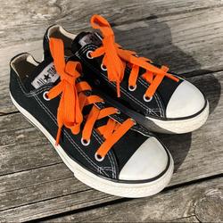 Converse Shoes | Black Converse W/New Orange Laces! Guc! | Color: Black/Orange | Size: 13b