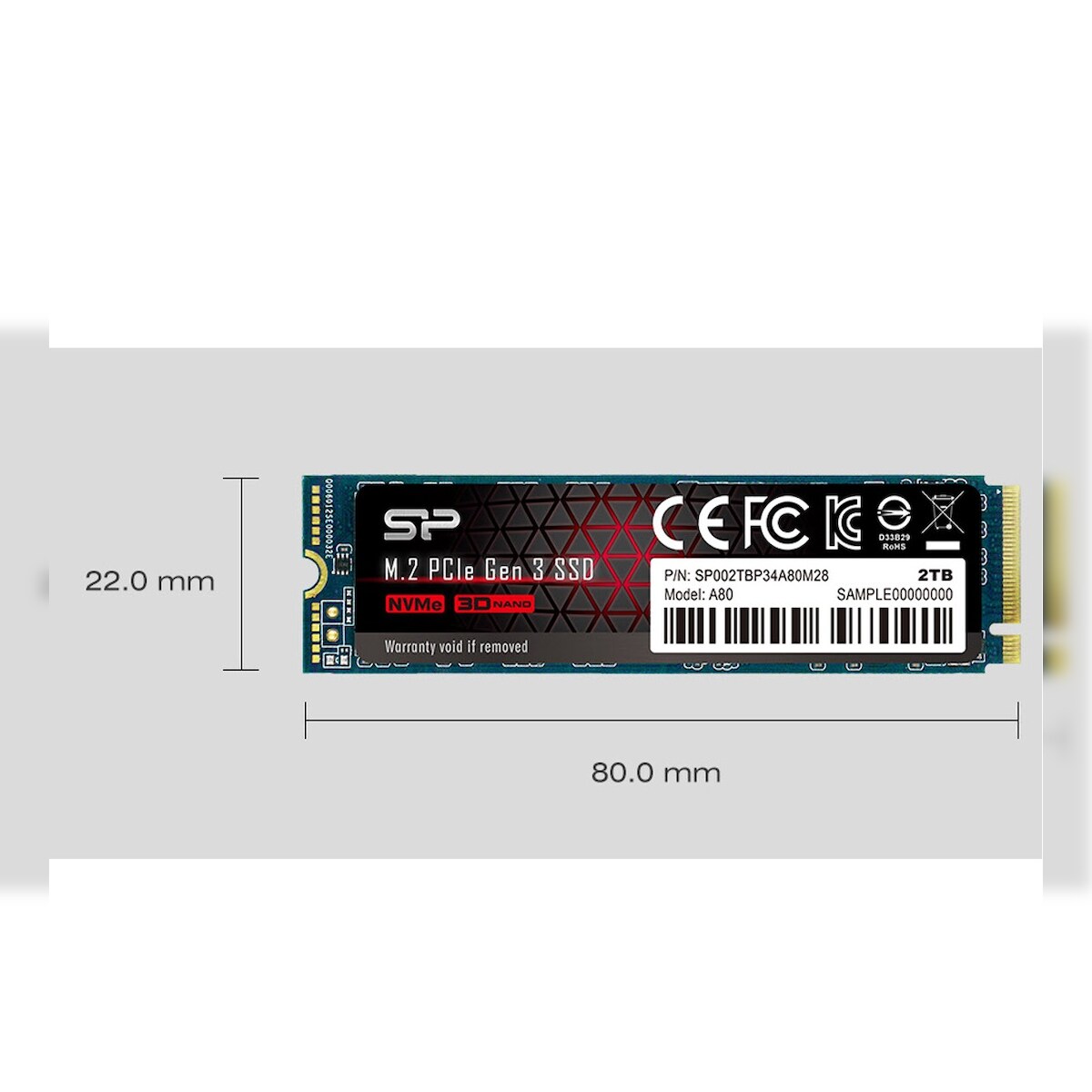 Silicon Power SSD Festplatte 2 TB M.2 PCI-E Ace A80 Gen 3x4 NVMe Solid State Disk Image