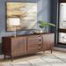 AllModern Harrell 78.75" Wide 3 Drawer Walnut Solid Wood Sideboard Wood in Brown | 28.5 H x 78.75 W x 17.8 D in | Wayfair