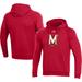 Men's Under Armour Red Maryland Terrapins Primary School Logo All Day Raglan Pullover Hoodie