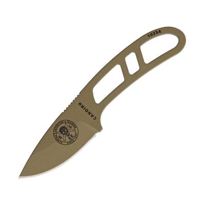Esee Candiru Fixed Blade Knife w/Kit2inDrop PointDark Earth1095 Carbon SteelSkeletonized Handle CAN-DE-KIT