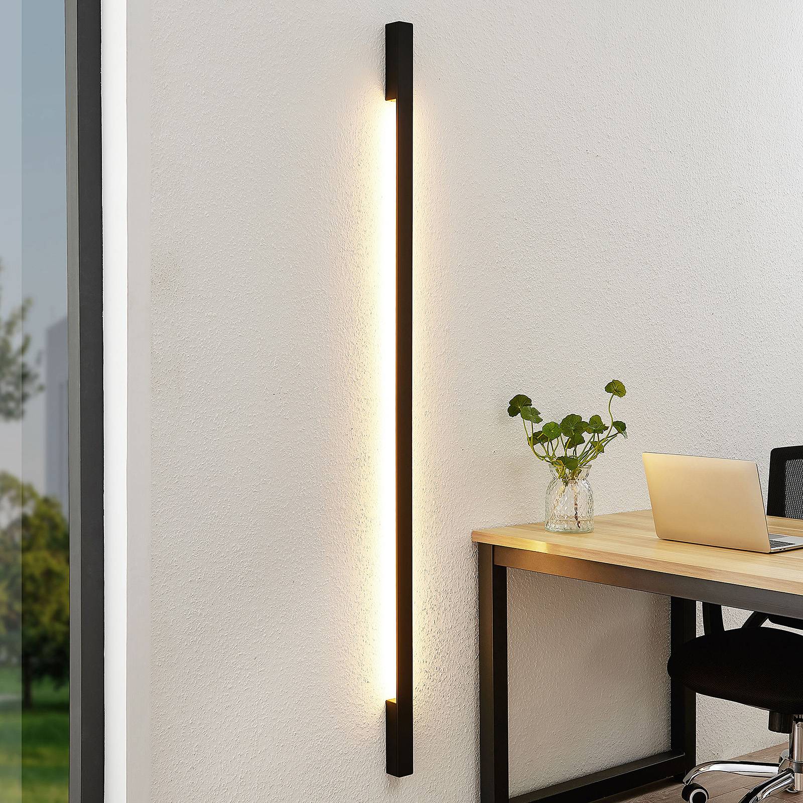Wandlampe Ivano Arcchio, schwarz, für Flurbereich, Aluminium, Modern, LED Wandleuchte, Wandlampe Innen