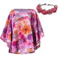 NUWIND Carole Baskin Costume Shirt Cloak Cape for Women Halloween Cosplay Costume Tiger Party Joe Exotic Loose Printed Top Outfit (S) Pink