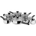 Judge Vista JJH1A Stainless Steel Set of 6 Induction Pans, 20cm Casserole, 24cm Saute Pan, 16/18/20cm Saucepans with Lids, 14cm Milk Pan - 25 Year Guarantee