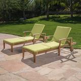 Winston Porter Bevelyn Reclining Chaise Lounge w/ Cushion Wood/Solid Wood in Green | 37.25 H x 29.5 W x 79 D in | Outdoor Furniture | Wayfair