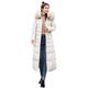 Women Quilted Winter Long Down Coat TUDUZ Puffer Fur Collar Hooded Parka Overcoat Slim Thick Cotton-Padded Outerwear Jackets (White ) UK(Bust)-L/CN-2XL