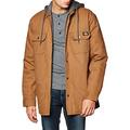 Dickies Men's Fleece Hooded Shirt Jacket with Hydroshield Work Utility Outerwear, Brown Duck, XL