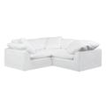 Sunset Trading Cloud Puff 3 Piece Slipcovered Modular Sectional Small L Shaped Sofa In White Performance Fabric - Sunset Trading SU-1458-81-3C