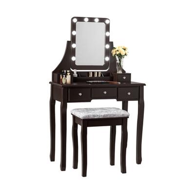 Costway Vanity Dressing Table Set with 10 Dimmable...