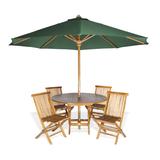 6-Piece Round Folding Table Set & Umbrella, Green - All Things Cedar TT6P-R-G