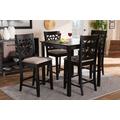 Baxton Studio Devon Modern Sand Fabric & Espresso Brown Finished Wood 5-PC Pub Dining Set - Wholesale Interiors RH310P-Sand/Dark Brown-5PC Pub Set